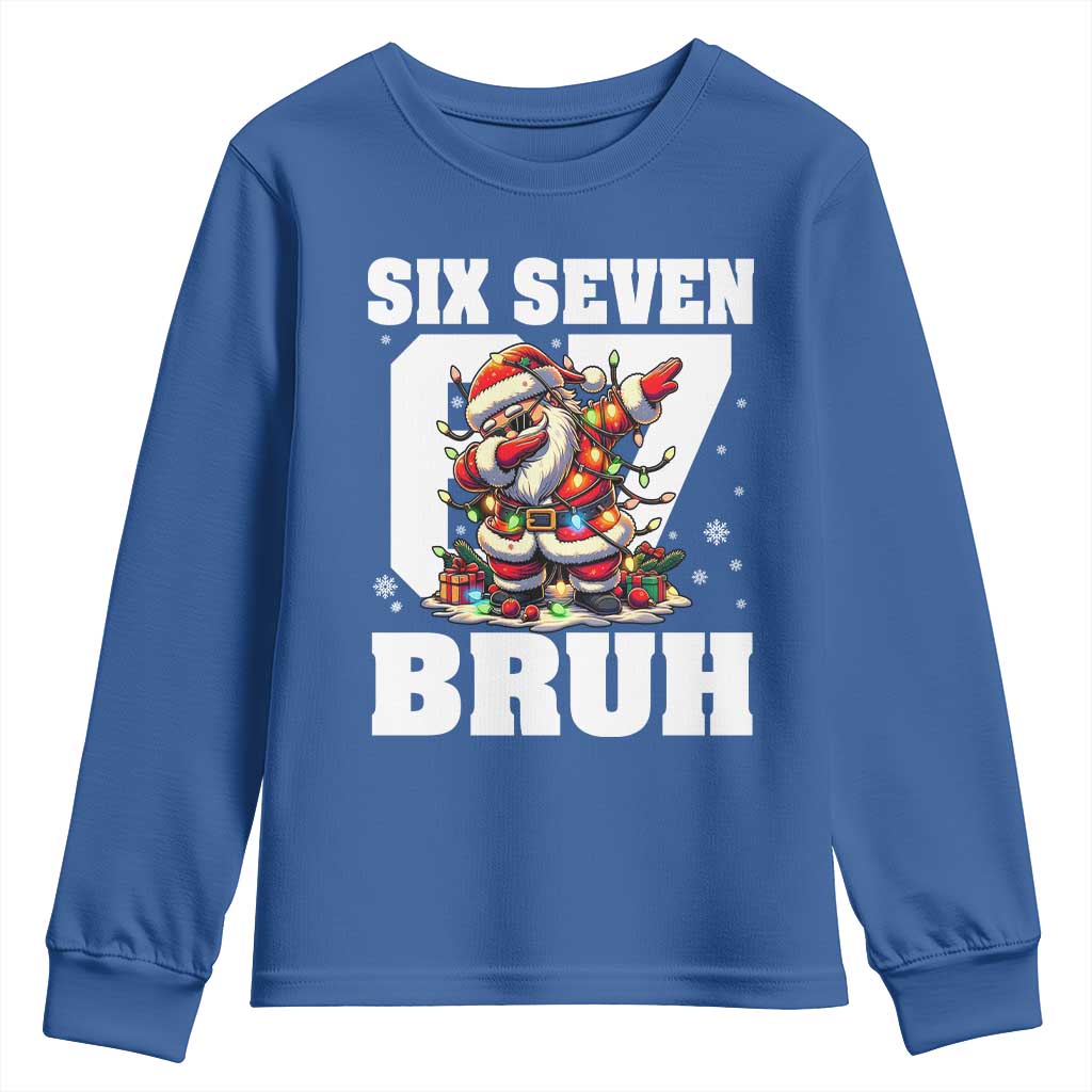 Funny Christmas Six Seven Bruh Youth Sweatshirt Dabbing Santa TS11 Royal Blue Print Your Wear