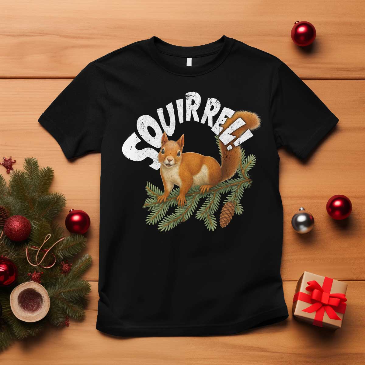 Funny Christmas Squirrel T Shirt Xmas Vacation Holiday Movie Pine Tree TS11 Black Print Your Wear