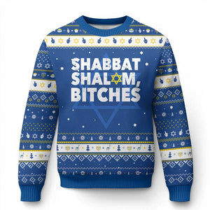 Funny Hanukkah Shabbat Shalom Bitches Hanukkah Ugly Sweater Star Of David TS11 Blue White Print Your Wear