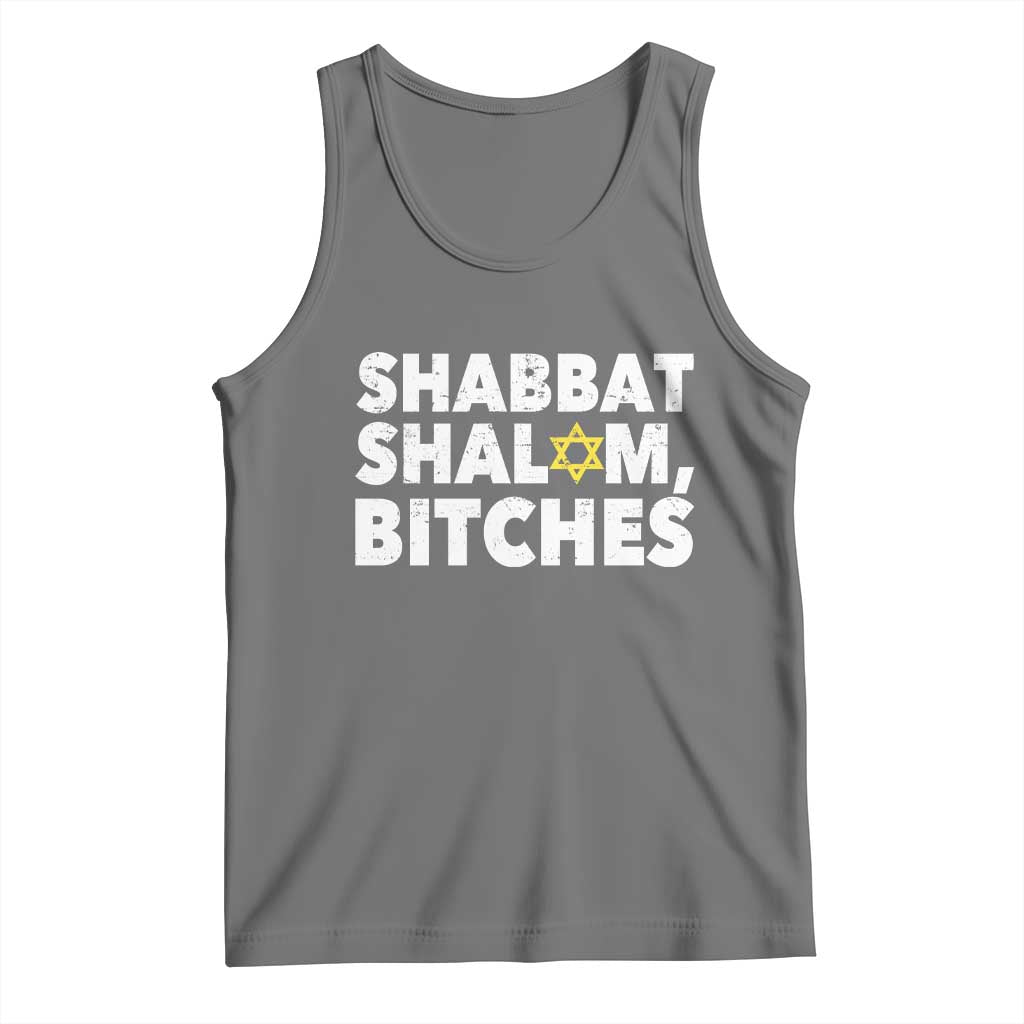 Funny Hanukkah Shabbat Shalom Bitches Tank Top Star Of David TS11 Black Heather Print Your Wear