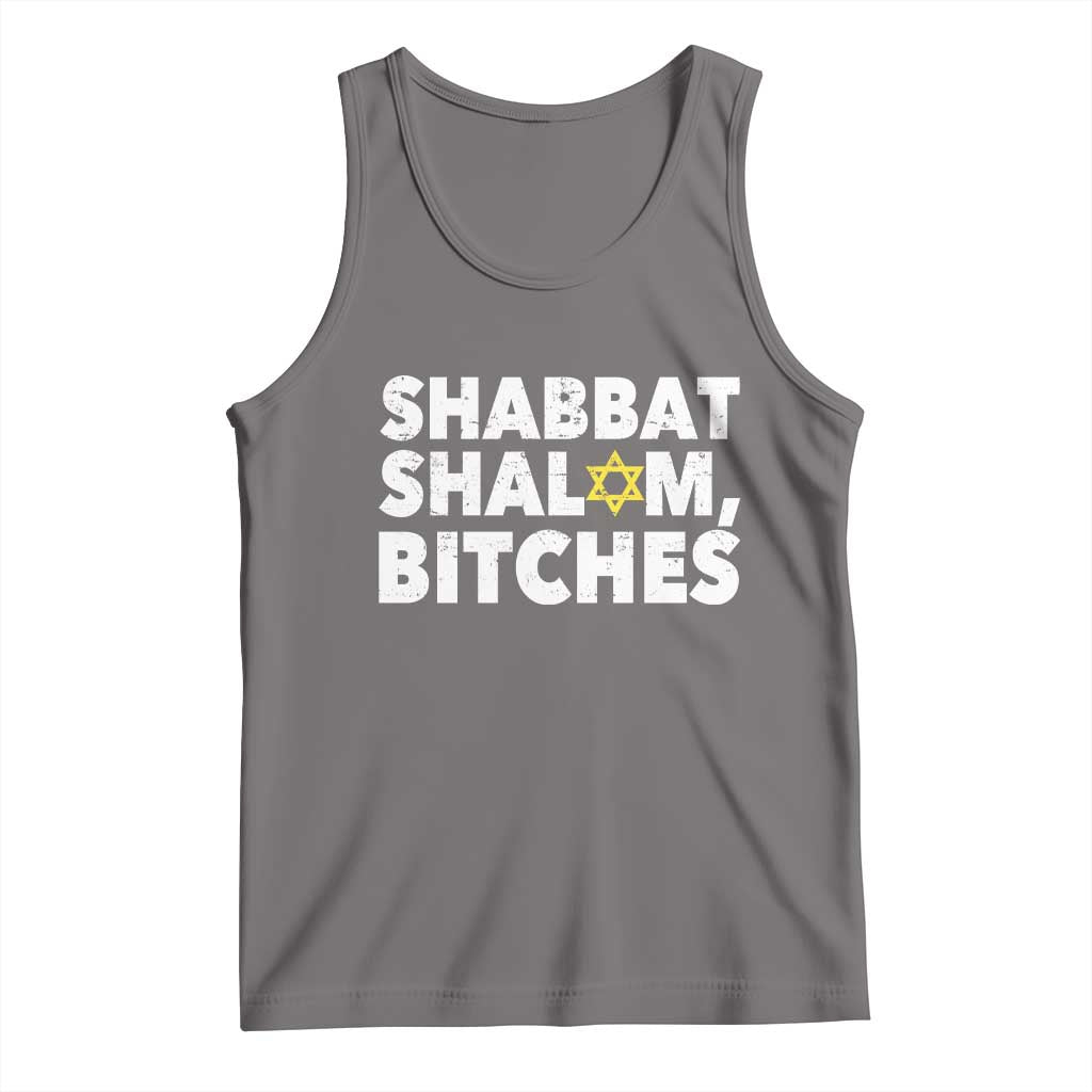 Funny Hanukkah Shabbat Shalom Bitches Tank Top Star Of David TS11 Deep Heather Print Your Wear