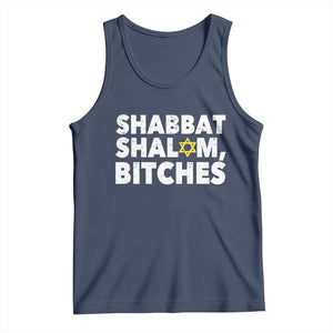 Funny Hanukkah Shabbat Shalom Bitches Tank Top Star Of David TS11 Navy Print Your Wear