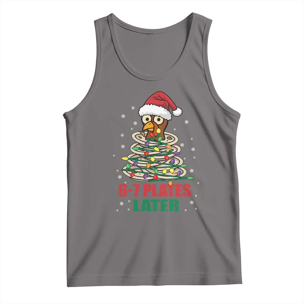 Funny 67 Christmas Tank Top 6 7 Plates Later Xmas Dinner Turkey TS11 Deep Heather Print Your Wear