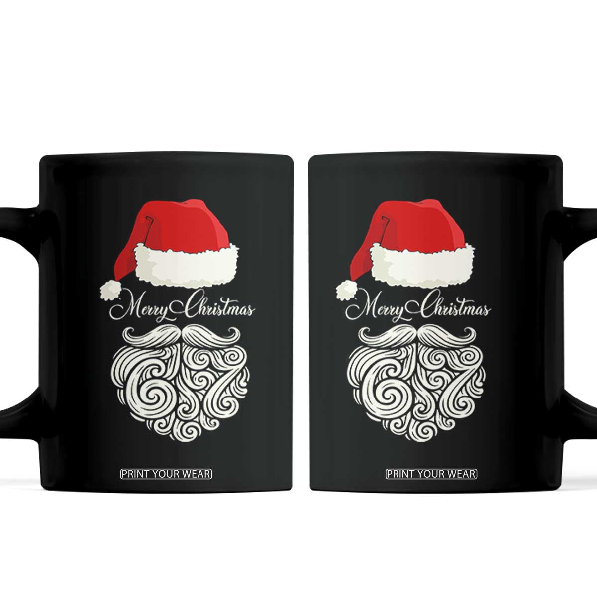 6 7 Xmas 67 Santa Six Seven Meme Merry Christmas Coffee Mug TS11 Black Print Your Wear