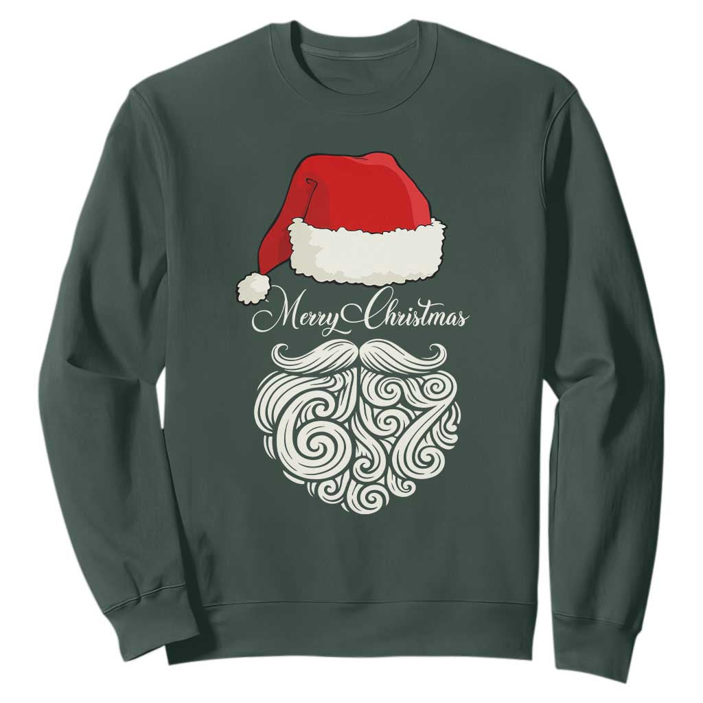 6 7 Xmas 67 Santa Six Seven Meme Merry Christmas Sweatshirt TS11 Dark Forest Green Print Your Wear