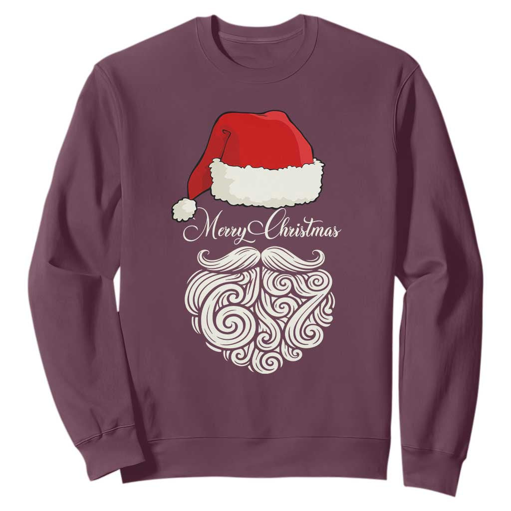 6 7 Xmas 67 Santa Six Seven Meme Merry Christmas Sweatshirt TS11 Maroon Print Your Wear
