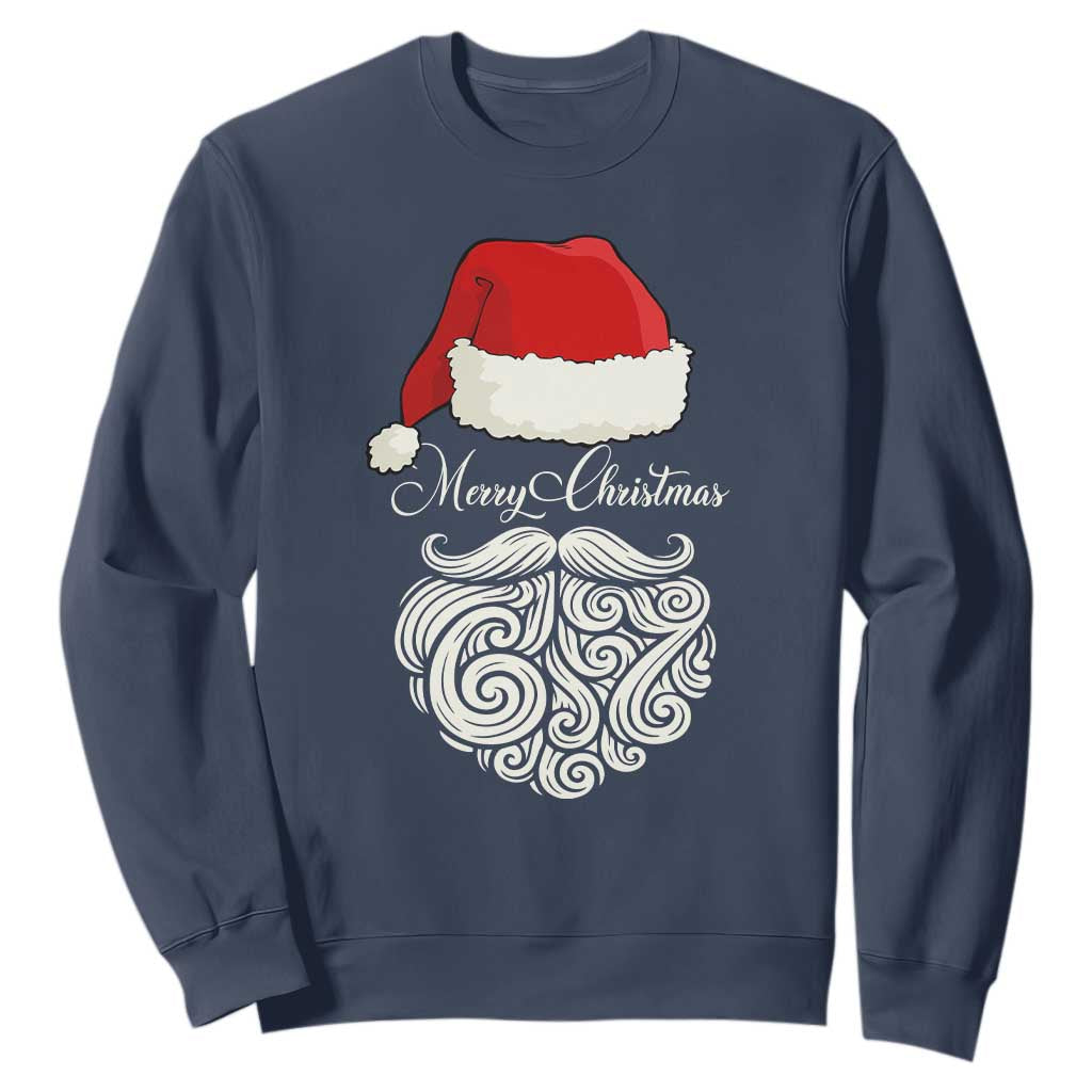 6 7 Xmas 67 Santa Six Seven Meme Merry Christmas Sweatshirt TS11 Navy Print Your Wear