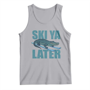 Funny Skiing Alligator Tank Top Ski Ya Later Skier Winter Sport TS11 Athletic Heather Print Your Wear