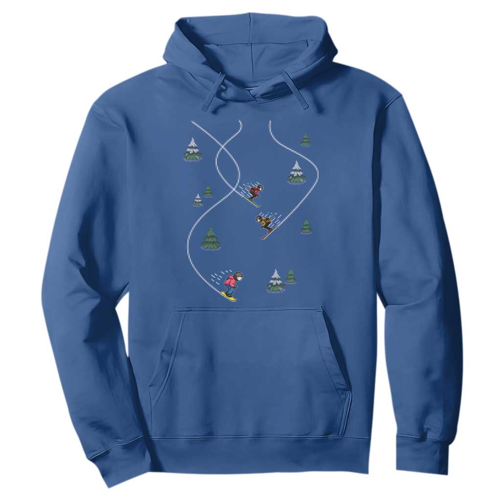 Funny Pixel Ski Snowboard Winter Sport Game Lover Hoodie TS11 Royal Blue Print Your Wear