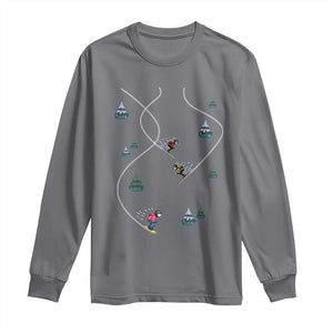 Funny Pixel Ski Snowboard Winter Sport Game Lover Long Sleeve Shirt TS11 Charcoal Print Your Wear