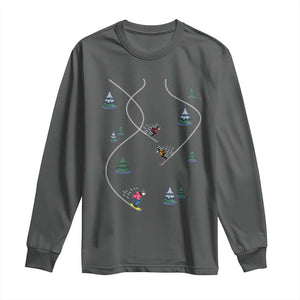 Funny Pixel Ski Snowboard Winter Sport Game Lover Long Sleeve Shirt TS11 Dark Heather Print Your Wear