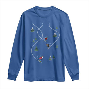Funny Pixel Ski Snowboard Winter Sport Game Lover Long Sleeve Shirt TS11 Royal Blue Print Your Wear