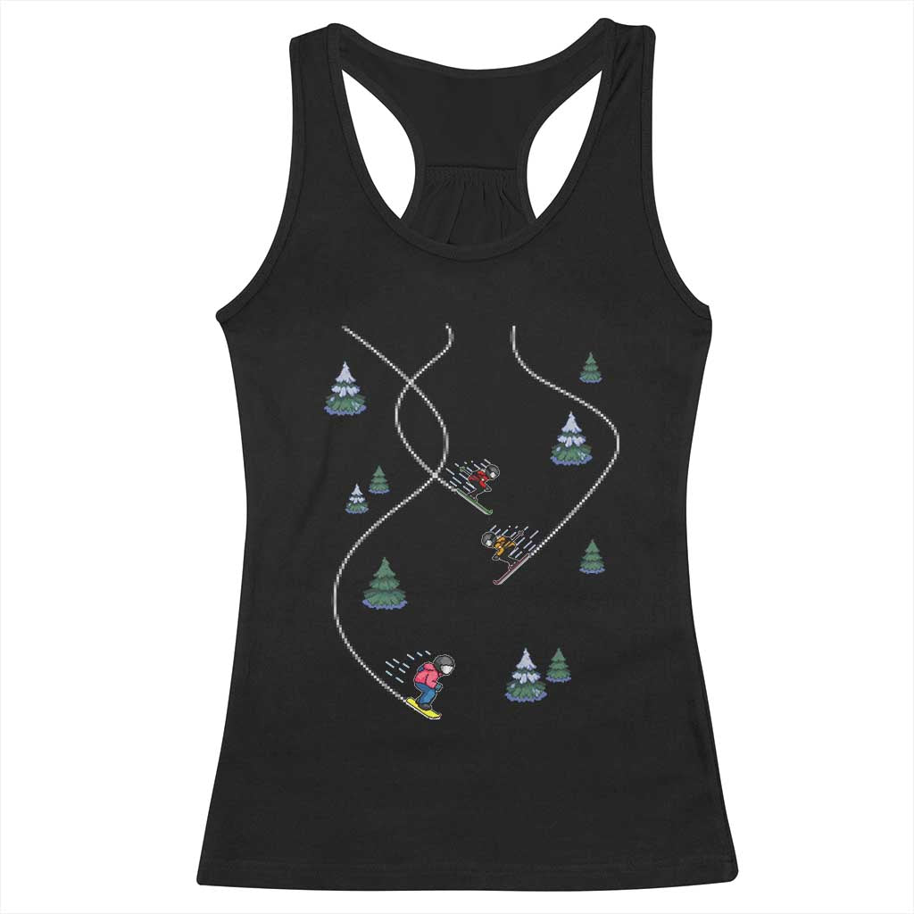 Funny Pixel Ski Snowboard Winter Sport Game Lover Racerback Tank Top TS11 Black Print Your Wear