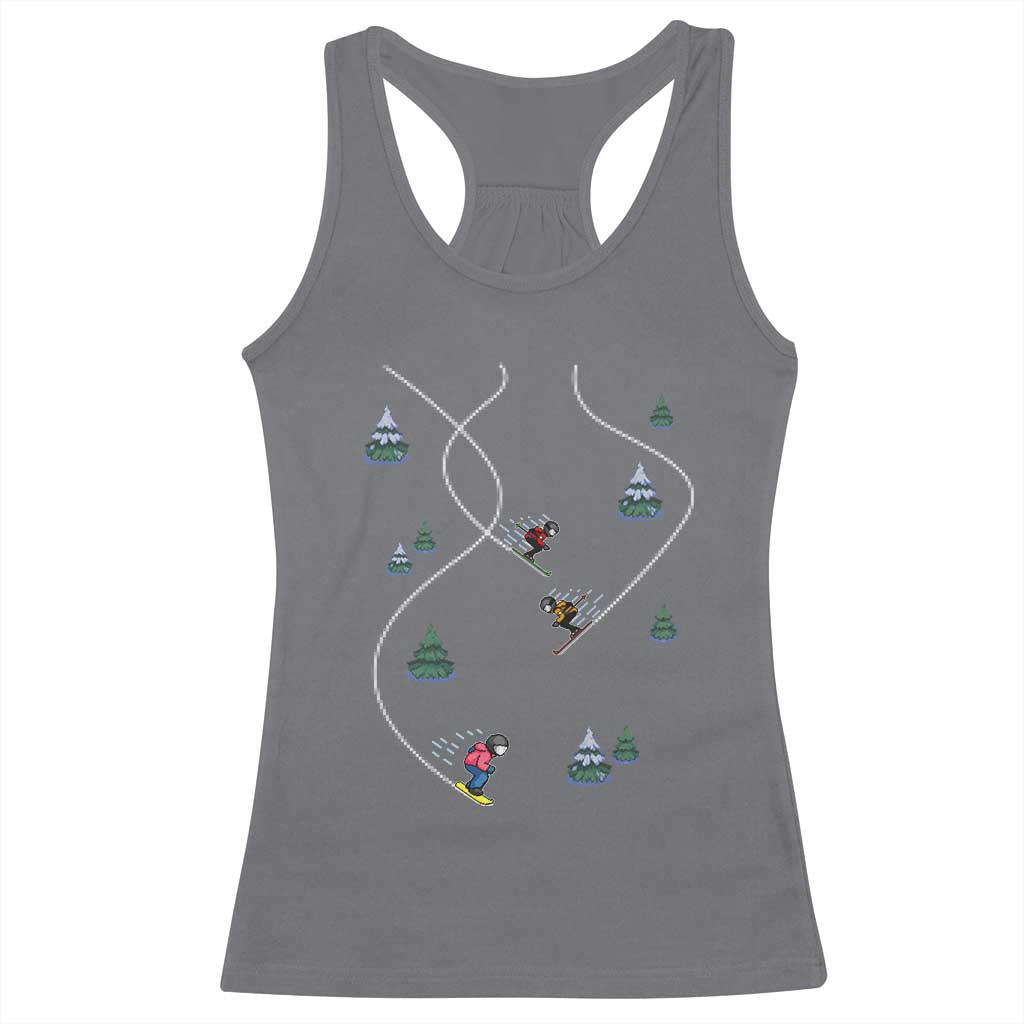 Funny Pixel Ski Snowboard Winter Sport Game Lover Racerback Tank Top TS11 Charcoal Print Your Wear