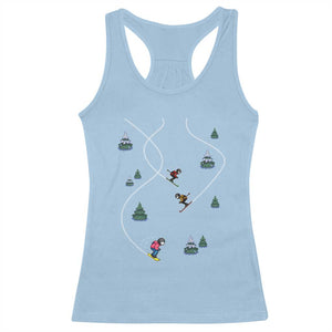 Funny Pixel Ski Snowboard Winter Sport Game Lover Racerback Tank Top TS11 Light Blue Print Your Wear