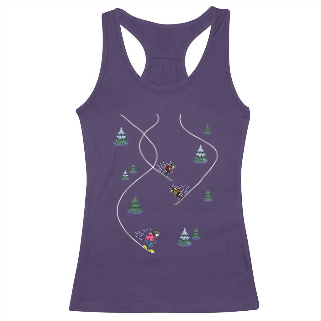 Funny Pixel Ski Snowboard Winter Sport Game Lover Racerback Tank Top TS11 Purple Print Your Wear