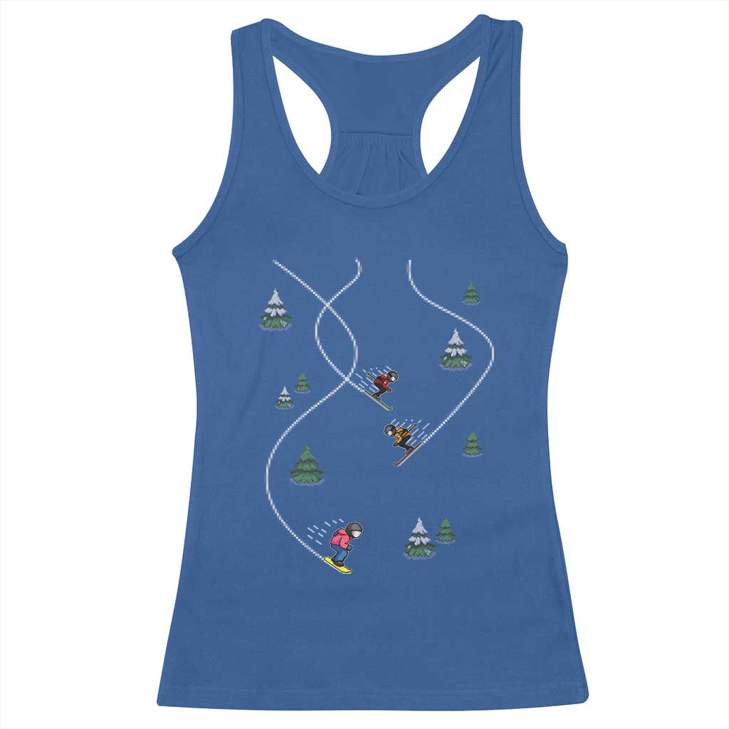 Funny Pixel Ski Snowboard Winter Sport Game Lover Racerback Tank Top TS11 Royal Blue Print Your Wear