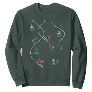 Funny Pixel Ski Snowboard Winter Sport Game Lover Sweatshirt TS11 Dark Forest Green Print Your Wear