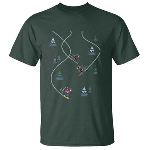 Funny Pixel Ski Snowboard Winter Sport Game Lover T Shirt TS11 Dark Forest Green Print Your Wear