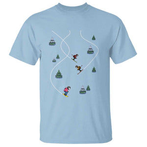 Funny Pixel Ski Snowboard Winter Sport Game Lover T Shirt TS11 Light Blue Print Your Wear