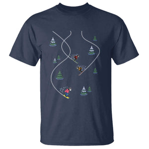 Funny Pixel Ski Snowboard Winter Sport Game Lover T Shirt TS11 Navy Print Your Wear