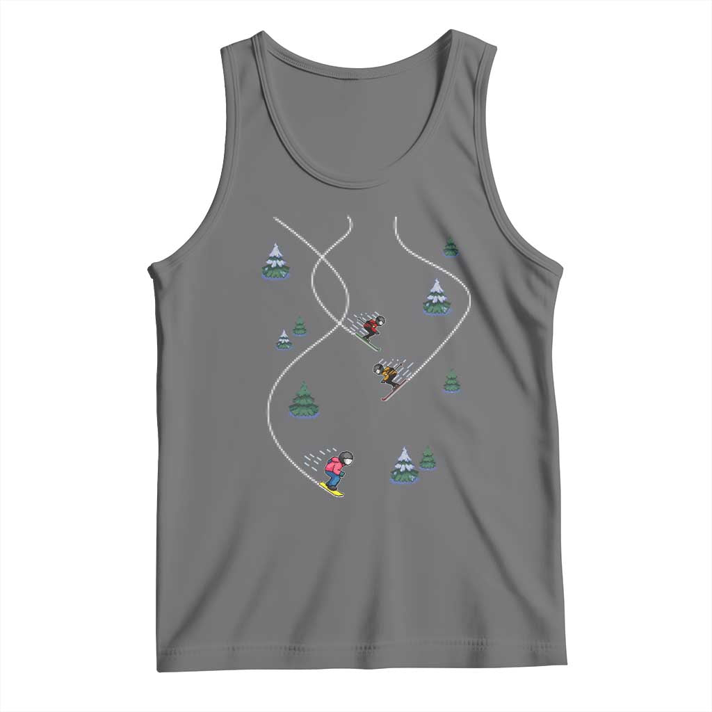 Funny Pixel Ski Snowboard Winter Sport Game Lover Tank Top TS11 Black Heather Print Your Wear