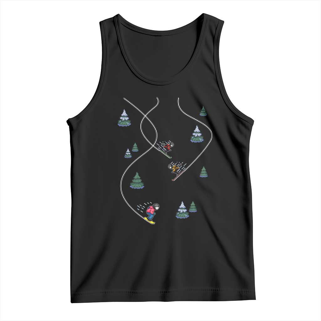 Funny Pixel Ski Snowboard Winter Sport Game Lover Tank Top TS11 Black Print Your Wear