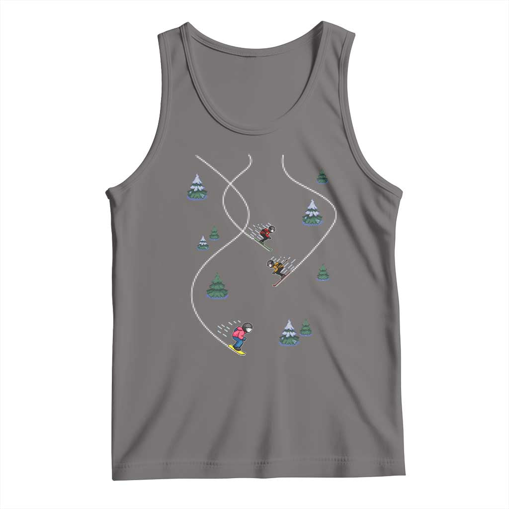 Funny Pixel Ski Snowboard Winter Sport Game Lover Tank Top TS11 Deep Heather Print Your Wear
