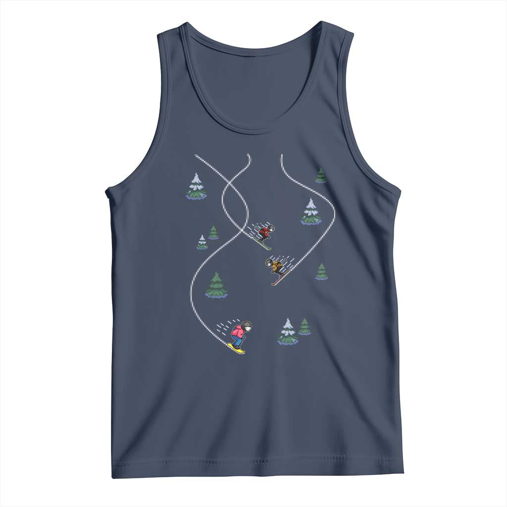 Funny Pixel Ski Snowboard Winter Sport Game Lover Tank Top TS11 Navy Print Your Wear