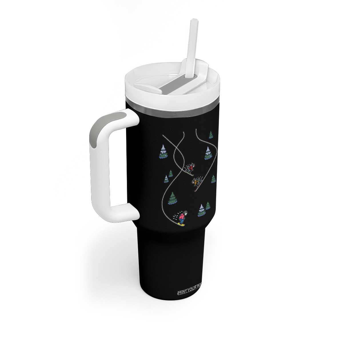 Funny Pixel Ski Snowboard Winter Sport Game Lover Tumbler With Handle TS11 Print Your Wear