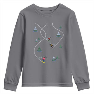 Funny Pixel Ski Snowboard Winter Sport Game Lover Youth Sweatshirt TS11 Charcoal Print Your Wear
