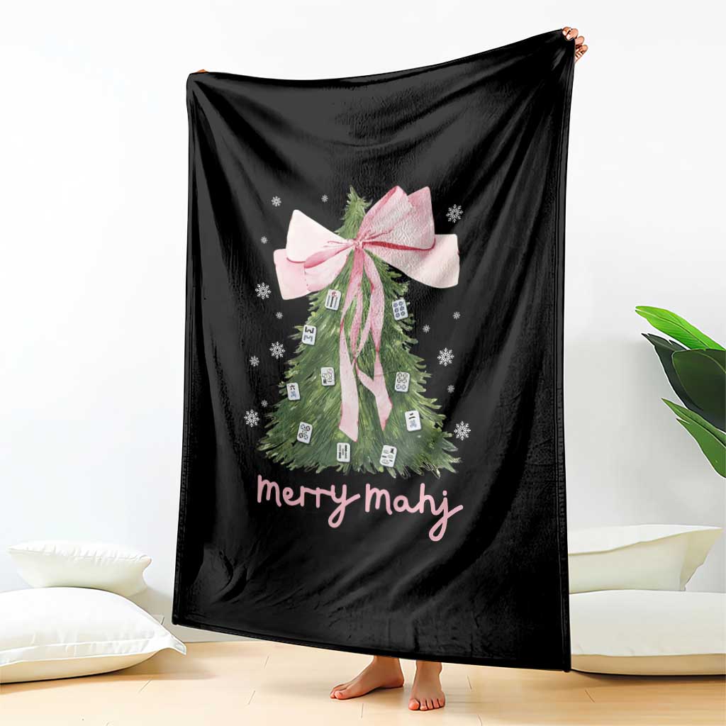 Funny Christmas Mahjong Throw Blanket Merry Mahj Xmas Tree Gambling Chinese Game TS11 Print Your Wear