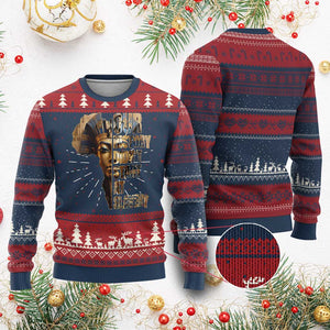Our History Didn't Start At Slavery Ugly Christmas Sweater Black History Month Ancient Egyptian TS11 Burgundy Print Your Wear