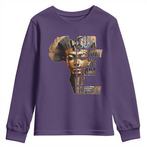 Our History Didn't Start At Slavery Youth Sweatshirt Black History Month Ancient Egyptian TS11 Purple Print Your Wear