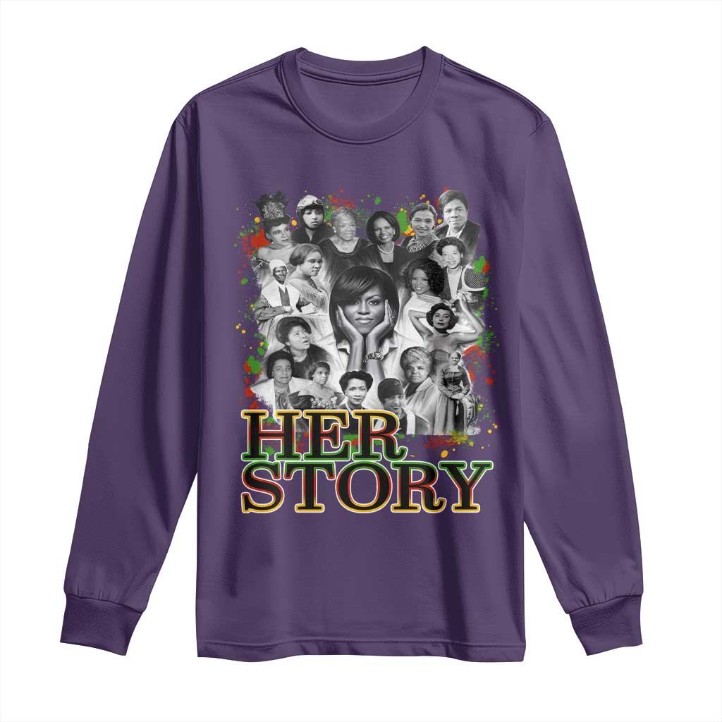 Black Women History Long Sleeve Shirt Her Story Black History Month TS11 Purple Print Your Wear