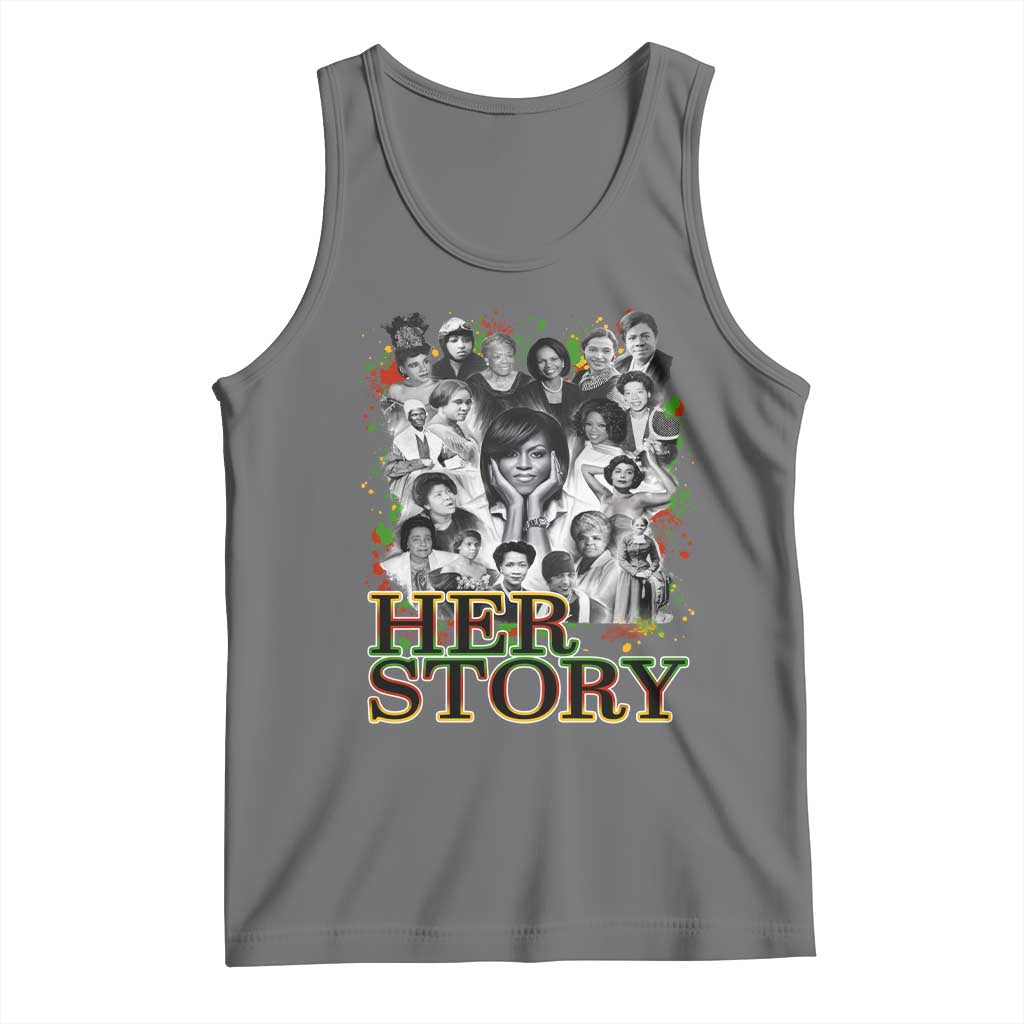 Black Women History Tank Top Her Story Black History Month TS11 Black Heather Print Your Wear