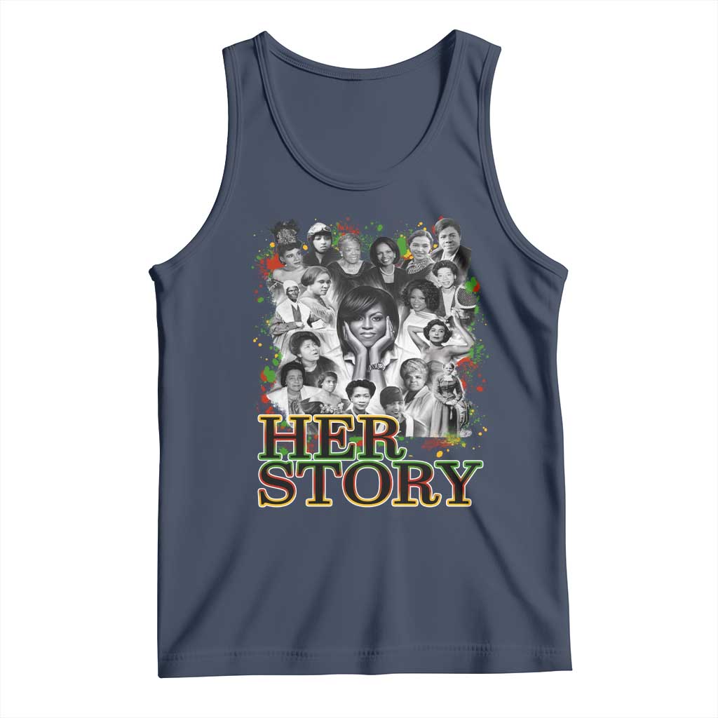 Black Women History Tank Top Her Story Black History Month TS11 Navy Print Your Wear