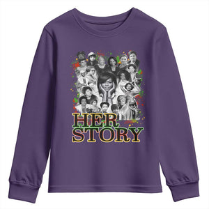 Black Women History Youth Sweatshirt Her Story Black History Month TS11 Purple Print Your Wear