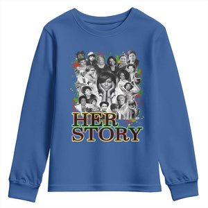 Black Women History Youth Sweatshirt Her Story Black History Month TS11 Royal Blue Print Your Wear