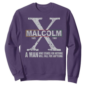 Malcolm X A Man Who Stands For Nothing Will Fall For Anything Sweatshirt Black History Month TS11 Purple Print Your Wear