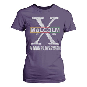 Malcolm X A Man Who Stands For Nothing Will Fall For Anything T Shirt For Women Black History Month TS11 Purple Print Your Wear