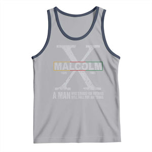 Malcolm X A Man Who Stands For Nothing Will Fall For Anything Tank Top Black History Month TS11 Athletic Heather Navy Print Your Wear