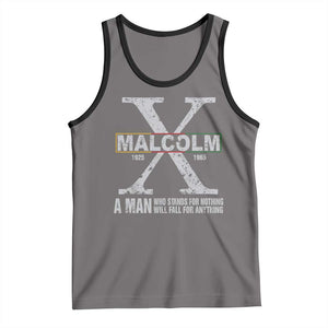 Malcolm X A Man Who Stands For Nothing Will Fall For Anything Tank Top Black History Month TS11 Deep Heather Black Print Your Wear