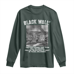 Black Wall Street First Bombs Long Sleeve Shirt Tulsa Oklahoma Black History Month TS11 Dark Forest Green Print Your Wear