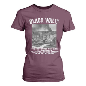 Black Wall Street First Bombs T Shirt For Women Tulsa Oklahoma Black History Month TS11 Maroon Print Your Wear