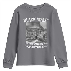 Black Wall Street First Bombs Youth Sweatshirt Tulsa Oklahoma Black History Month TS11 Charcoal Print Your Wear