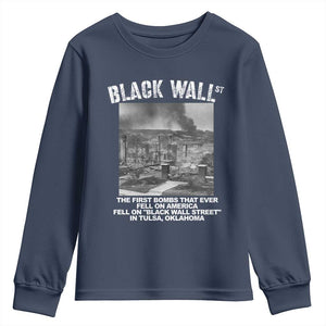 Black Wall Street First Bombs Youth Sweatshirt Tulsa Oklahoma Black History Month TS11 Navy Print Your Wear