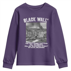 Black Wall Street First Bombs Youth Sweatshirt Tulsa Oklahoma Black History Month TS11 Purple Print Your Wear