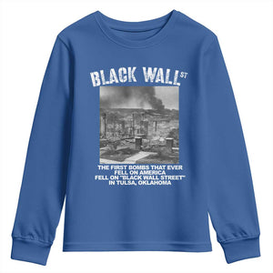 Black Wall Street First Bombs Youth Sweatshirt Tulsa Oklahoma Black History Month TS11 Royal Blue Print Your Wear