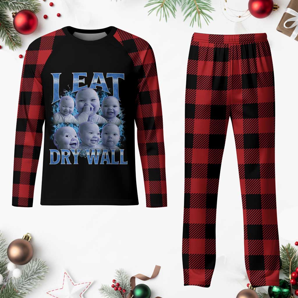 Funny AI Baby Meme Laughing Plaid Pajama Set I Eat Dry Wall Baby Brainrot TS11 Buffalo Plaid Print Your Wear